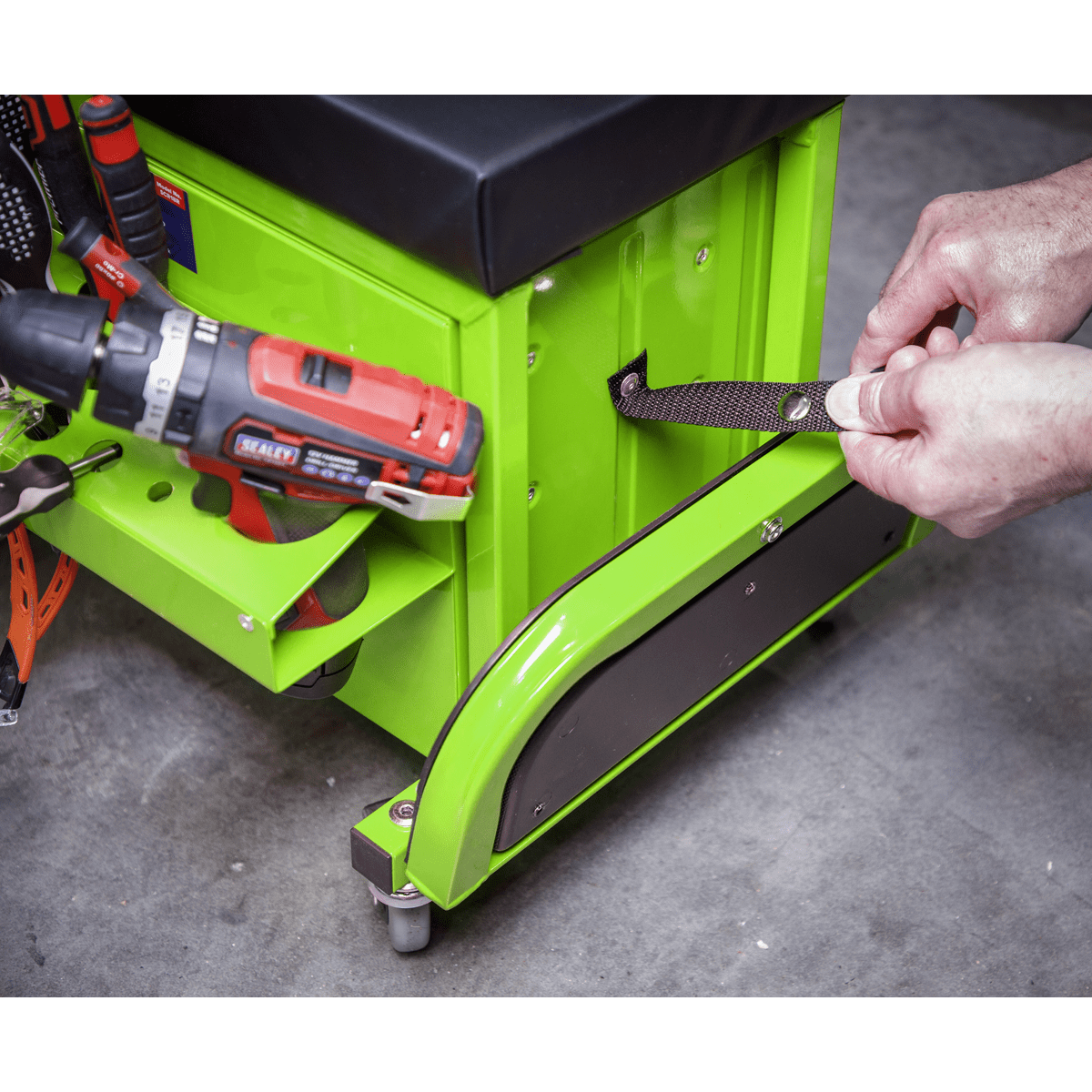 Mechanic's Utility Seat & Toolbox - Green - Image 10