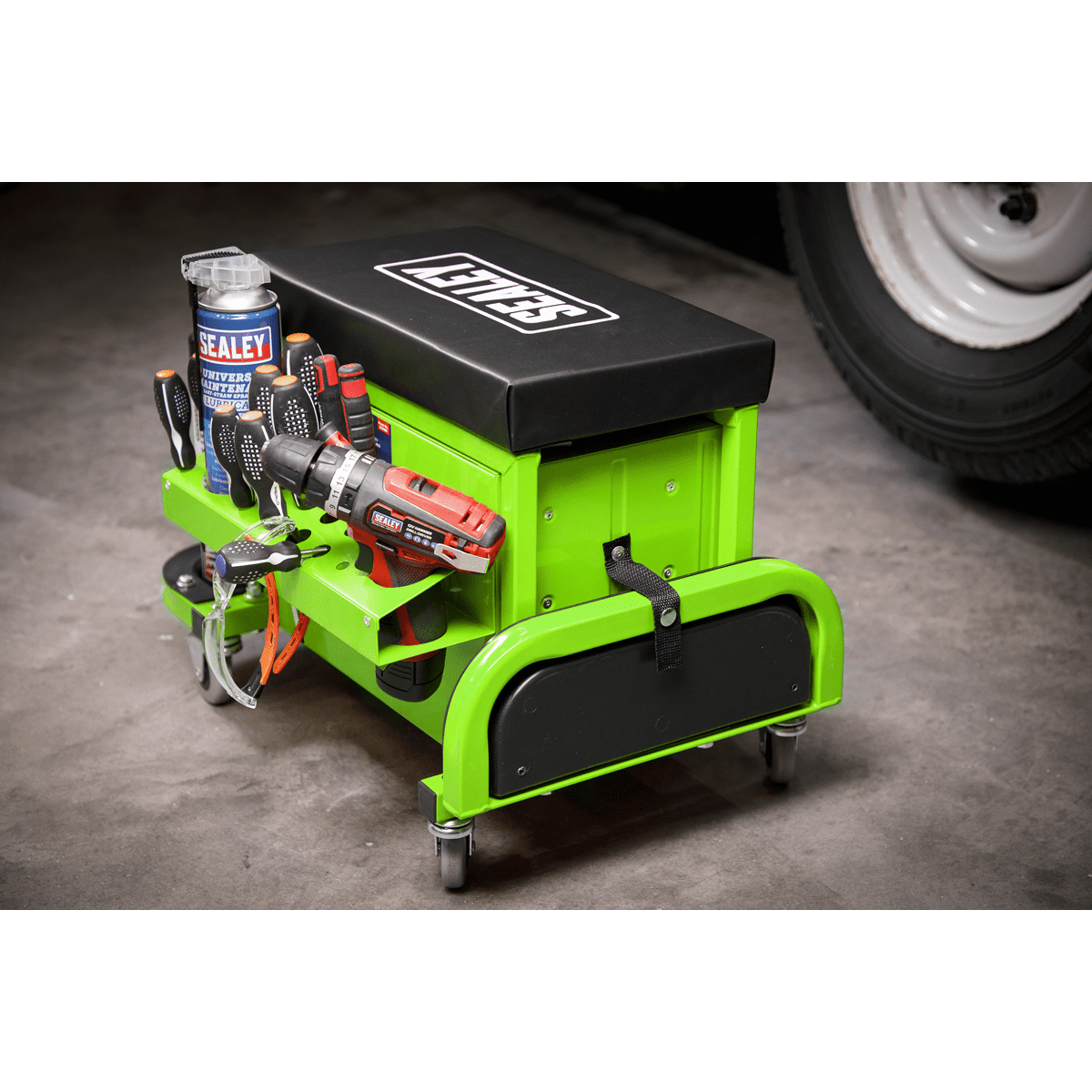 Mechanic's Utility Seat & Toolbox - Green - Image 11