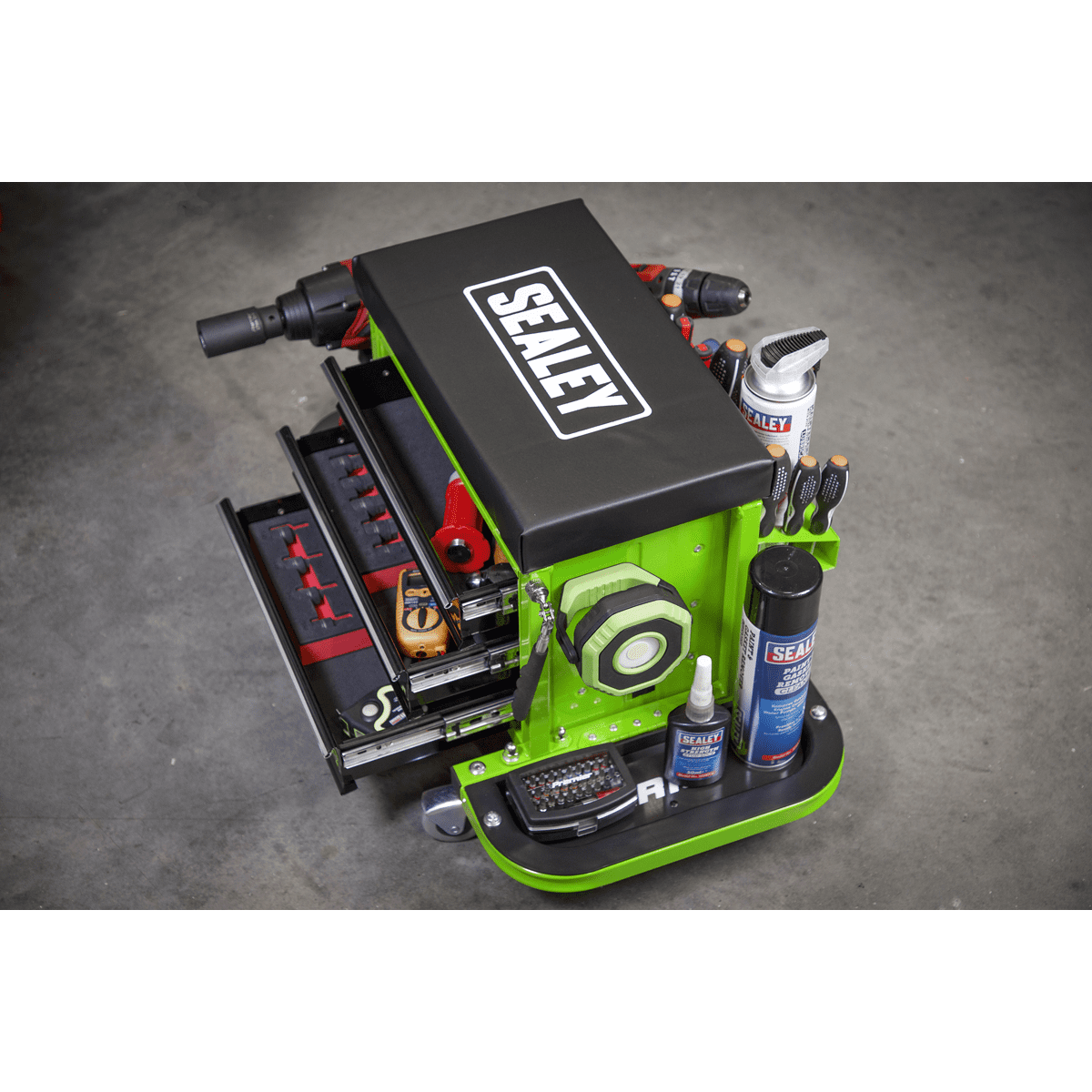 Mechanic's Utility Seat & Toolbox - Green - Image 13