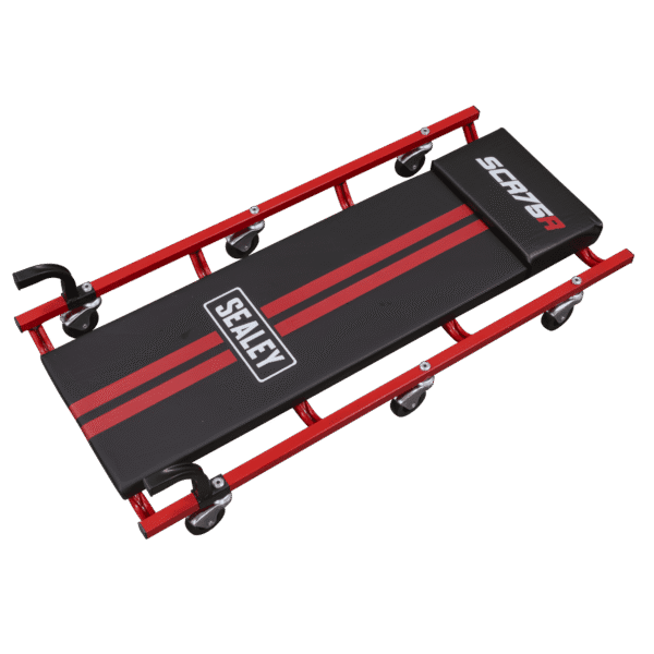 36" Deluxe American-Style Creeper with Steel Frame & 6 Wheels - Red