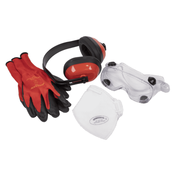 Worksafe® Flexi Grip Gloves, FFP1 Mask, Goggles & Ear Defenders