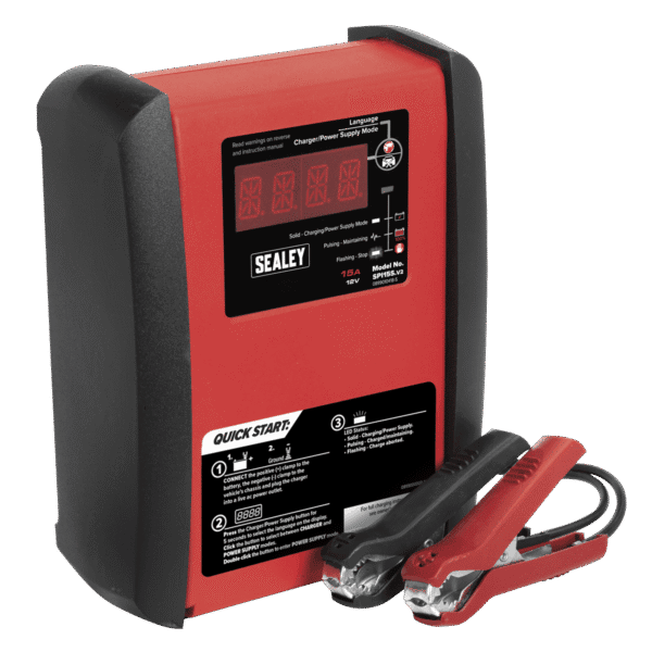 12V Intelligent Speed Charge Battery Charger/Maintainer 15A
