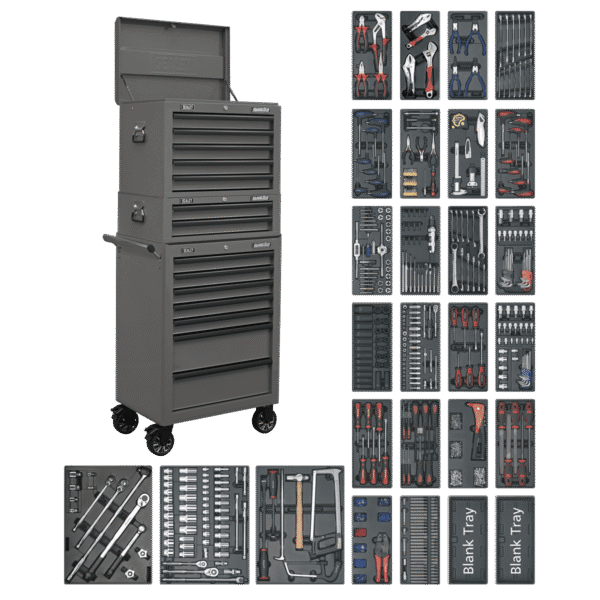 Superline PRO® Tool Chest Combination 14 Drawer with 1179pc Tool Kit - Grey