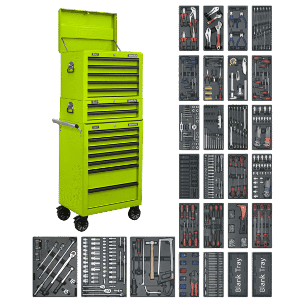 Superline PRO® Tool Chest Combination 14 Drawer with 1179pc Tool Kit - Green