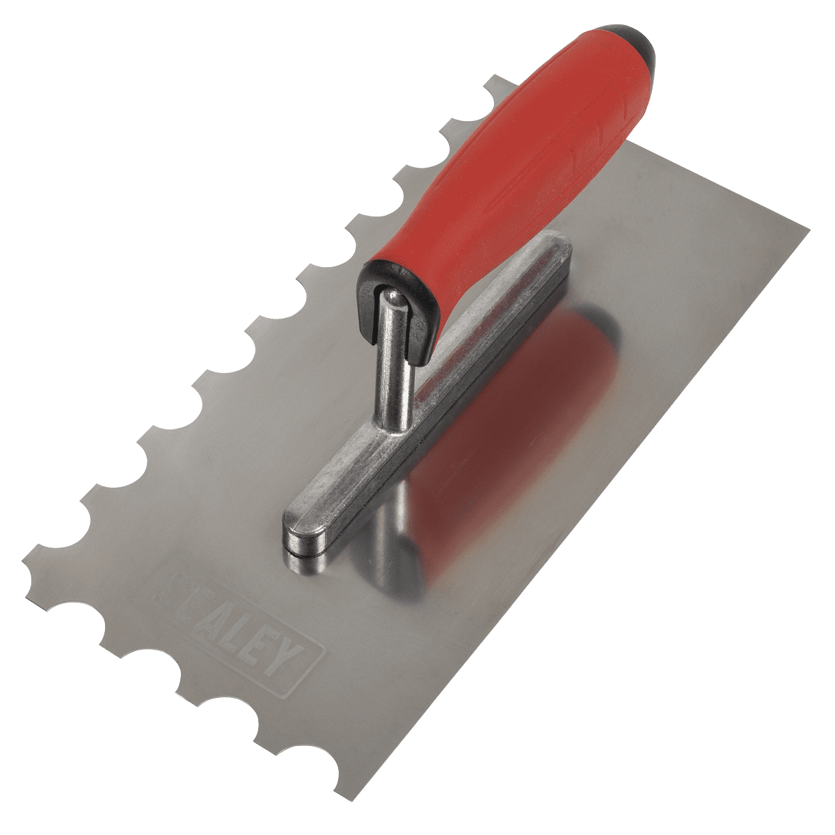 Stainless Steel Semicircle Tooth Trowel with Rubber Handle & Aluminium Foot 270mm - Image 3