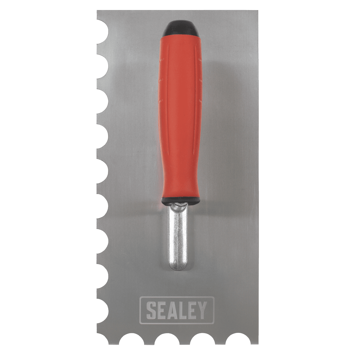 Stainless Steel Semicircle Tooth Trowel with Rubber Handle & Aluminium Foot 270mm - Image 2