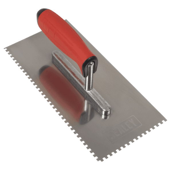 Stainless Steel 4mm Notched Trowel with Rubber Handle 270mm
