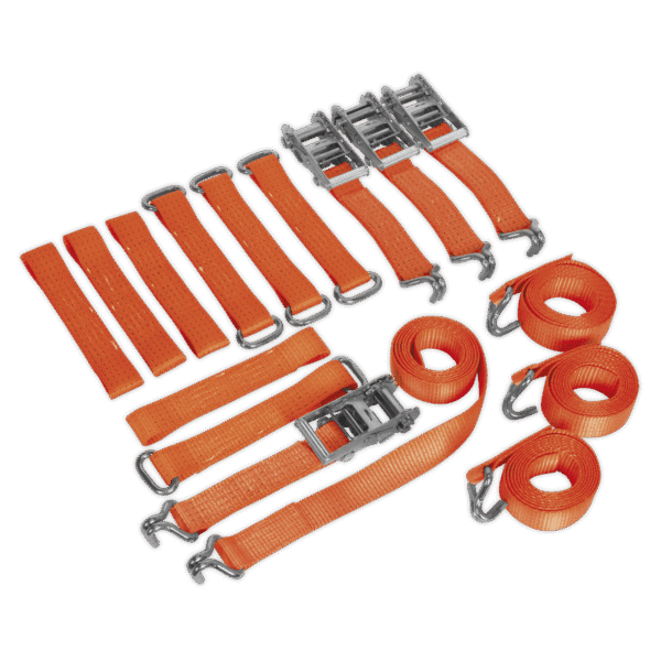 Alloy/Steel Wheel Car Transporter Ratchet Strap Kit 4pc 50mm x 3m 4500kg Breaking Strength