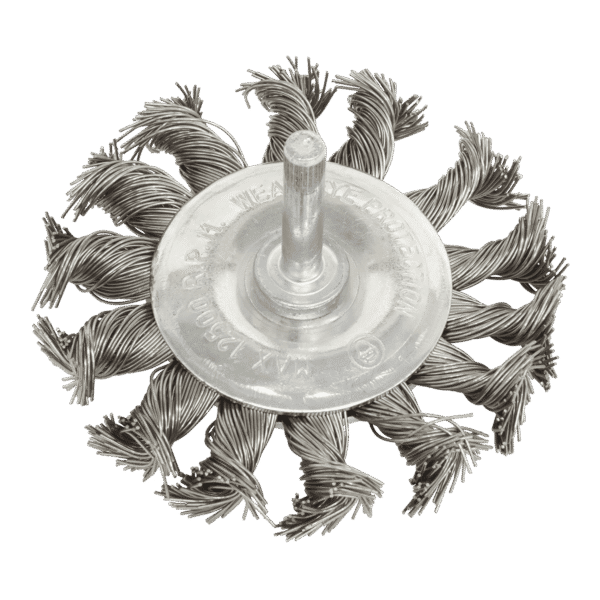 75mm Twist Knot Flat Wire Wheel with 6mm Shaft
