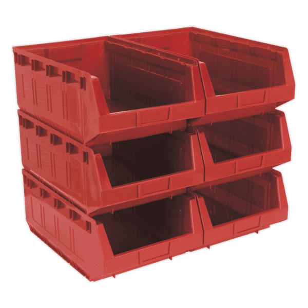 Plastic Storage Bin 310 x 500 x 190mm, Red - Pack of 6