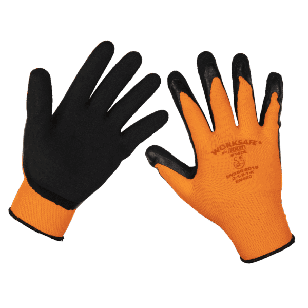 Worksafe® Foam Latex Grippa Gloves, Large - Pack of 6 Pairs