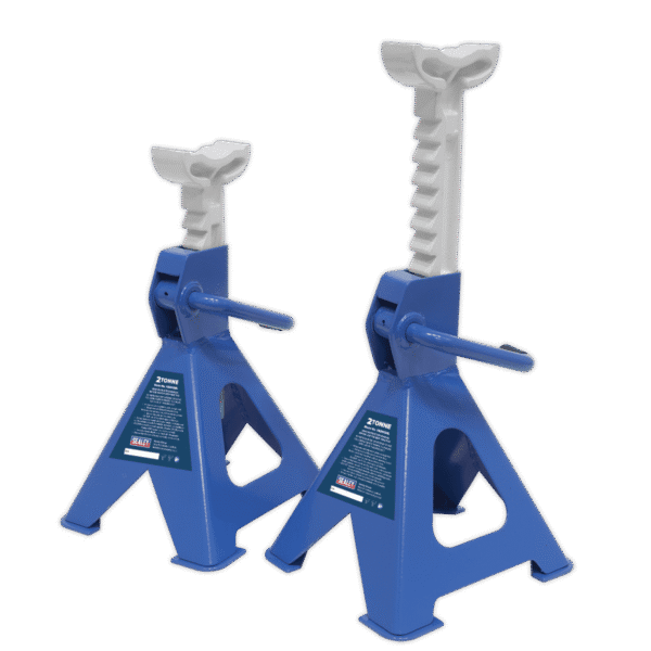 Ratchet Type Axle Stands (Pair) 2 Tonne Capacity per Stand - Blue