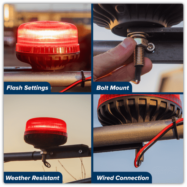 Warning Beacon with 12mm Bolt Fixing 36W SMD LED 12/24V - Red