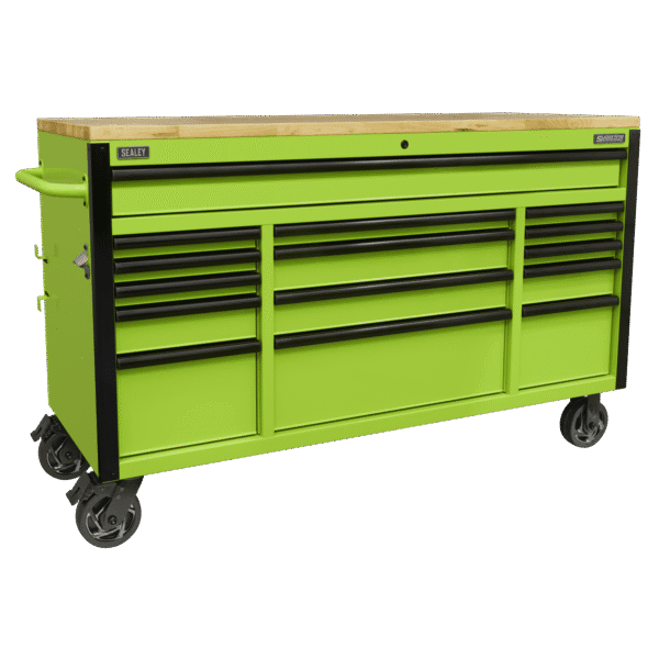 Mobile Trolley with Wooden Worktop 15 Drawer 1549mm