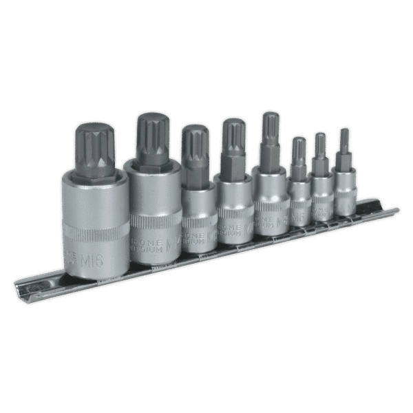 Premier Spline Socket Bit Set 1/4", 3/8" & 1/2"Sq Drive 8pc