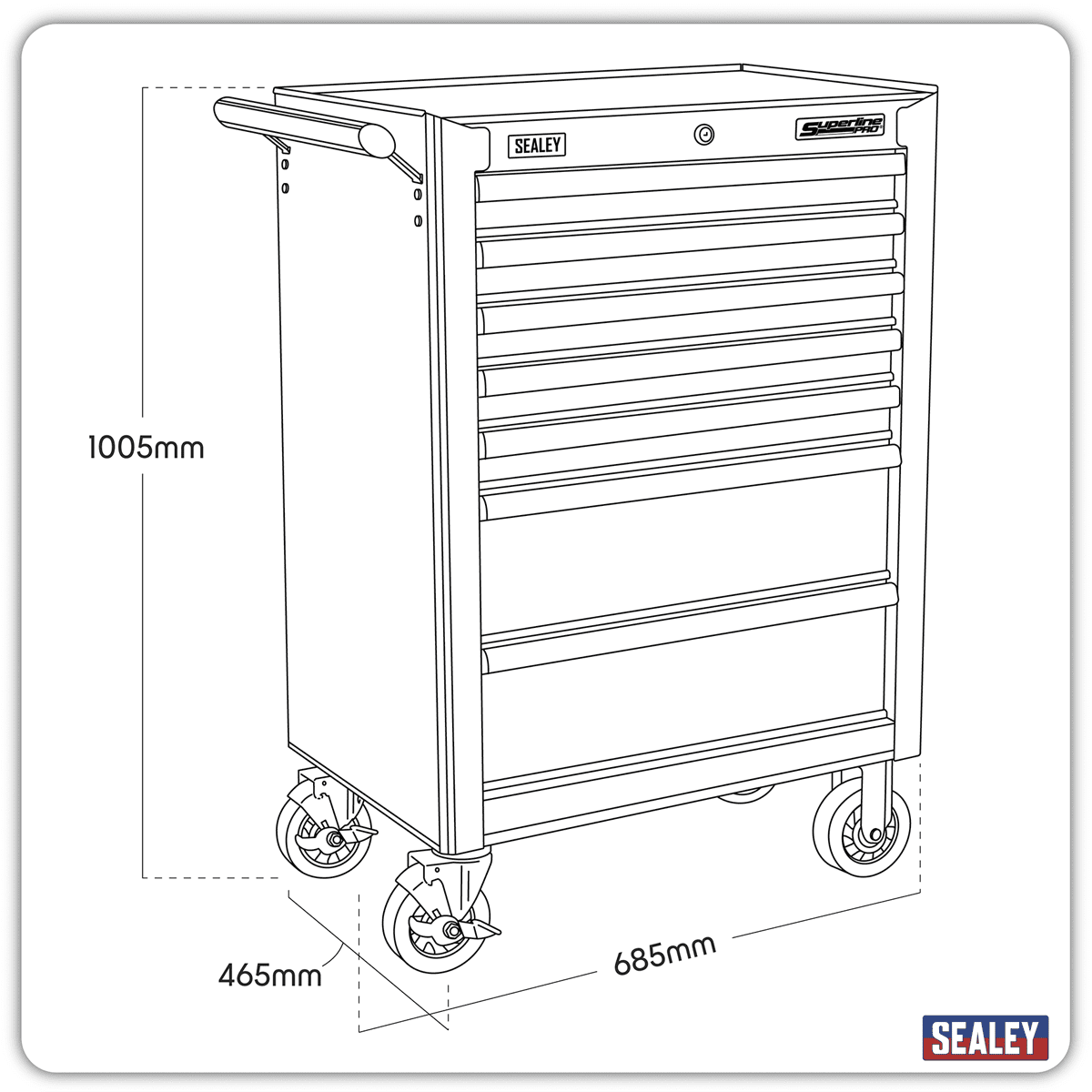 Superline PRO® Heavy-Duty Rollcab 7 Drawer - Khaki - Image 6