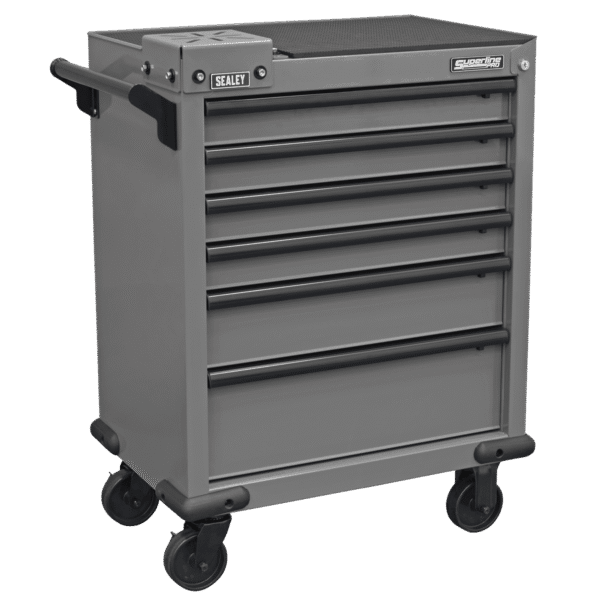 Superline PRO® Rollcab 6 Drawer with Vice Base - Grey/Black