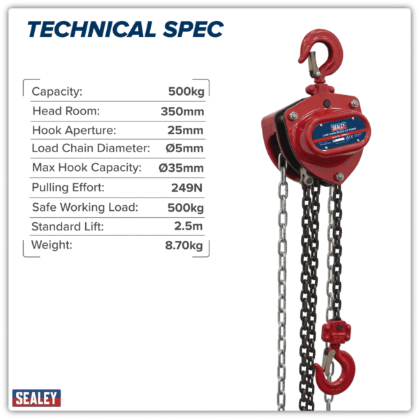 2.5m Chain Block 0.5 Tonne