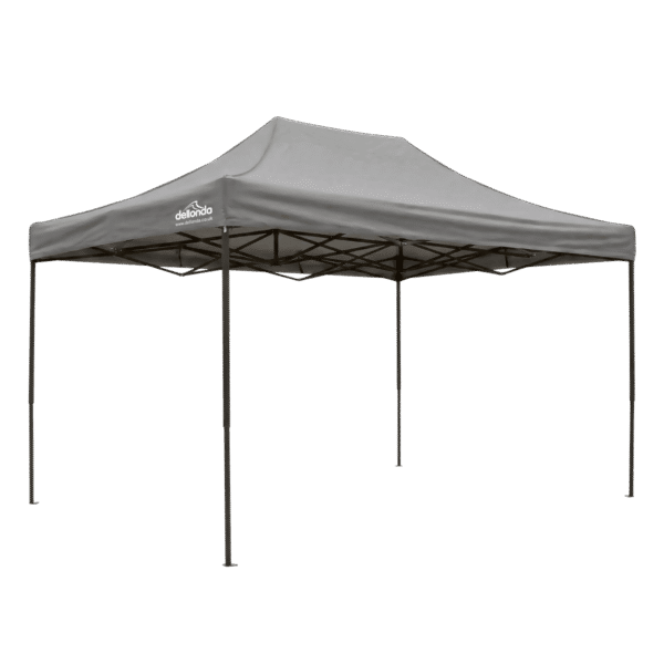 Dellonda Premium 3 x 4.5m Pop-Up Gazebo, Heavy Duty, PVC Coated, Water-Resistant Fabric, Supplied with Carry Bag, Rope, Stakes & Weight Bags - Grey Canopy