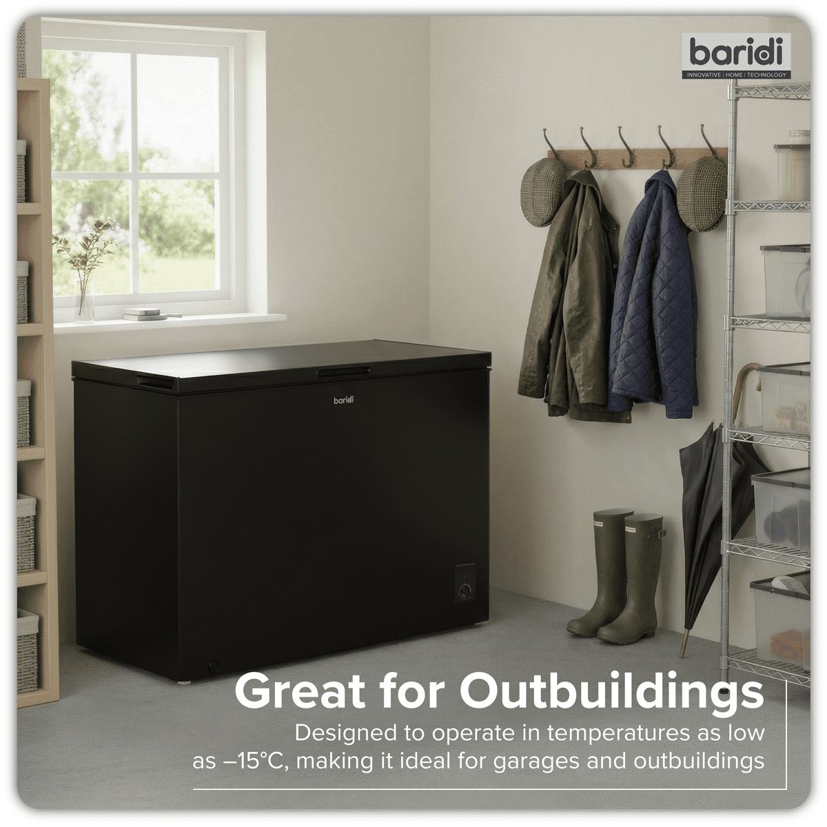 Baridi Freestanding Chest Freezer 254L Capacity - Black - Image 6