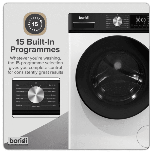 8/5kg Washer Dryer, Front Loading, 1400rpm Energy Rating A – White