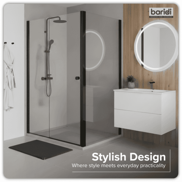 Side Panel for Sliding Shower Doors, 6mm Tempered Glass - Black