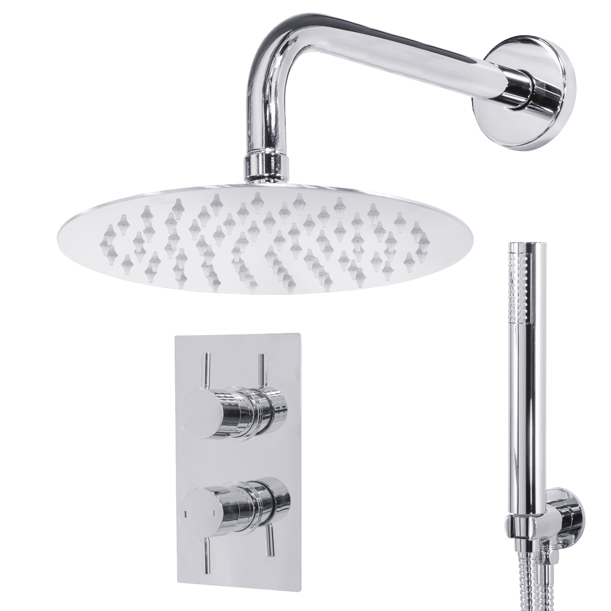 Concealed Thermostatic Shower Set 20cm Round Head & Hand Shower - Chrome