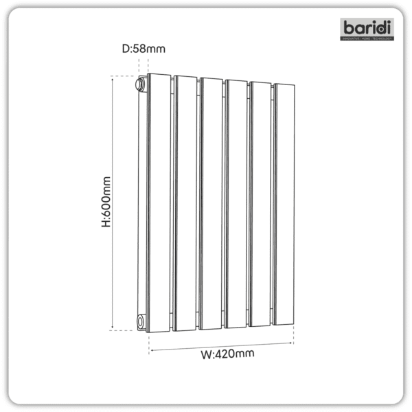 Baridi Horizontal Radiator Contemporary Double Flat Panel Design 420 x 600mm – Anthracite