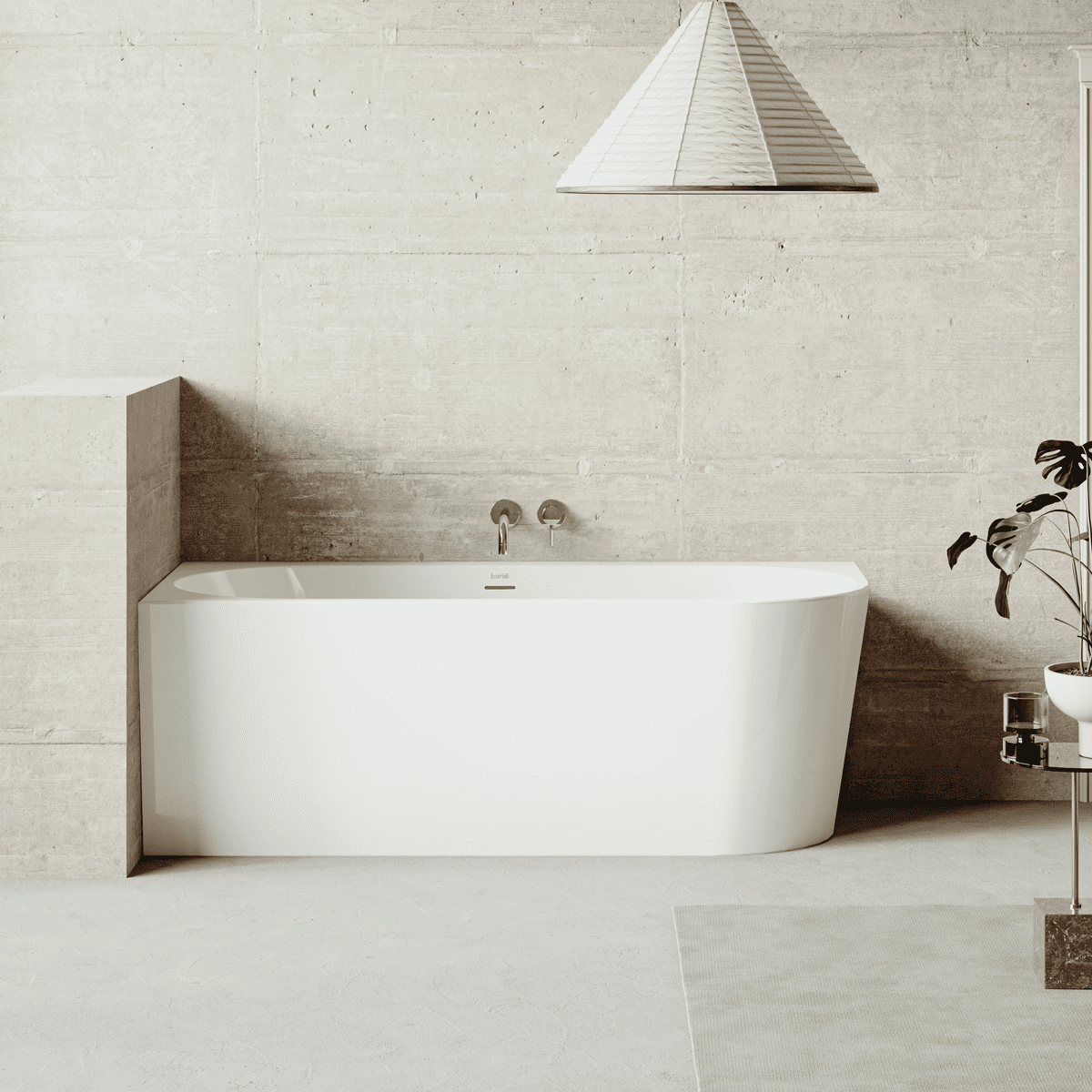 Baridi Left-Hand Corner Slim Rim Bath with Overflow System 160cm – Gloss White - Image 4