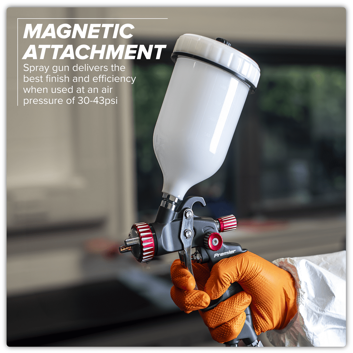 Premier Professional HVLP Gravity Feed Spray Gun 1.3mm Set-Up - Image 3