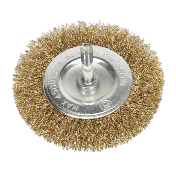 75mm Crimped Flat Wire Brush with 6mm Shaft