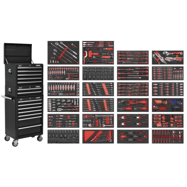 Superline PRO® Tool Chest Combination 14 Drawer with 447pc Tool Kit - Black