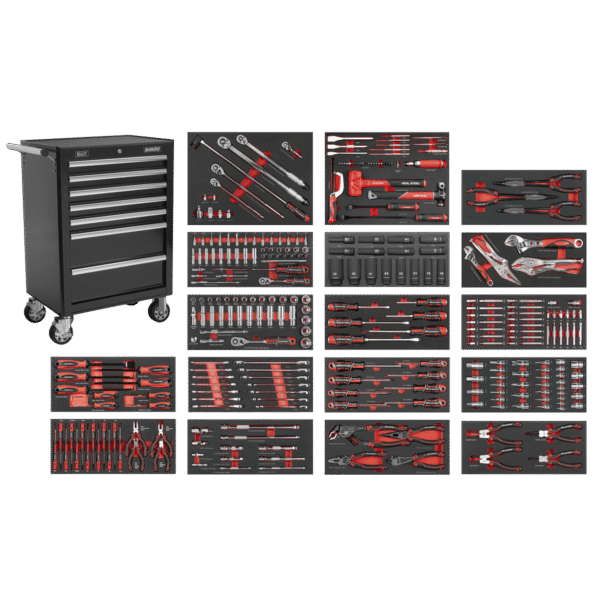 Superline PRO® Rollcab 7 Drawer with 305pc Tool Kit - Black