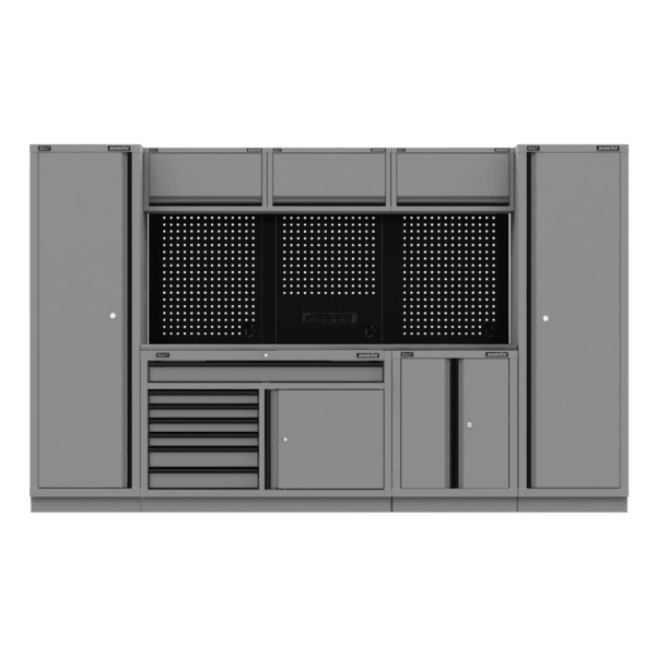Superline PRO® Black Edition Storage System with Stainless Steel Worktop 3.24m
