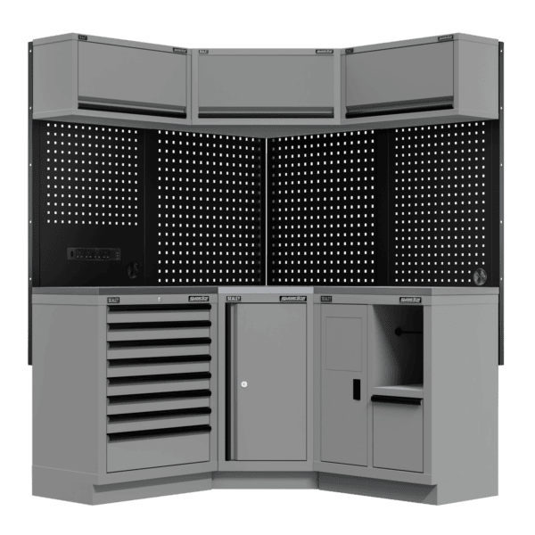 Superline PRO® Black Edition Modular Corner Storage System with Stainless Steel Worktop 1.54m