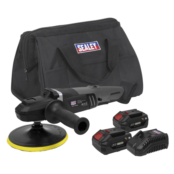 Premier SV20 Series 180mm Brushless Cordless Rotary Polisher 20V 4Ah - 2 Batteries & Euro Plug