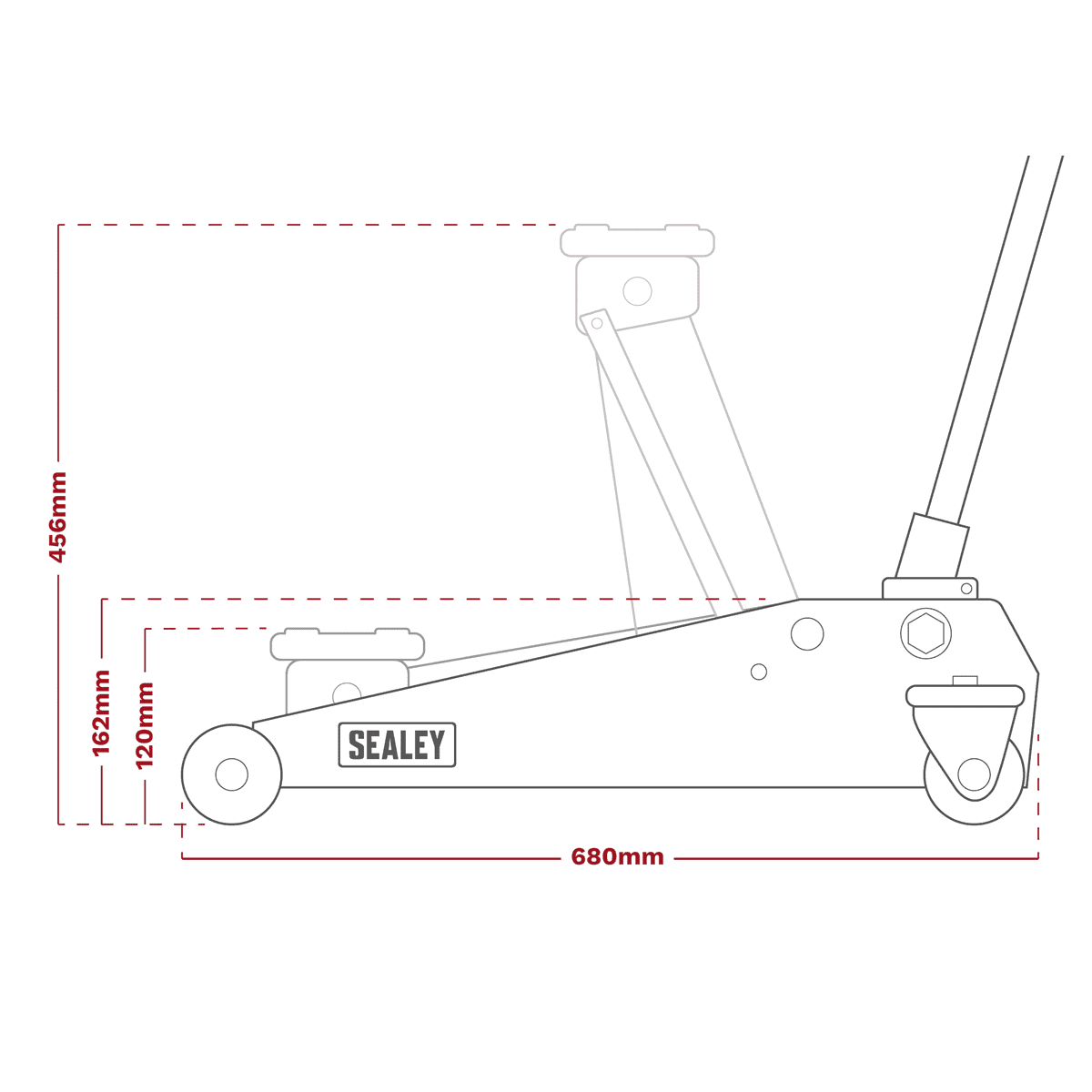 Trolley Jack with Super Rocket Lift 3 Tonne & Axle Stands (Pair) 3 Tonne Capacity per Stand - Green - Image 2