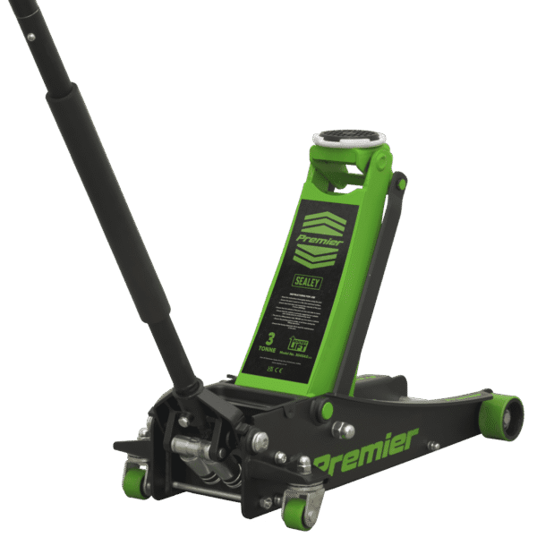 Premier Low Profile Trolley Jack with Rocket Lift 3 Tonne - Green