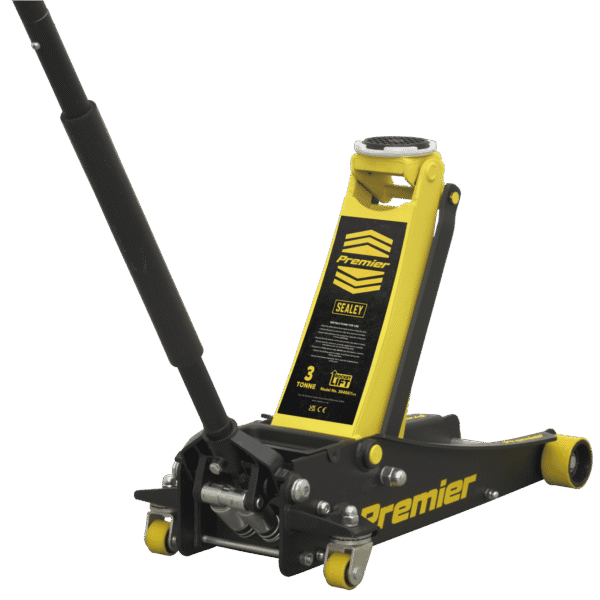 Premier Low Profile Trolley Jack with Rocket Lift 3 Tonne - Yellow