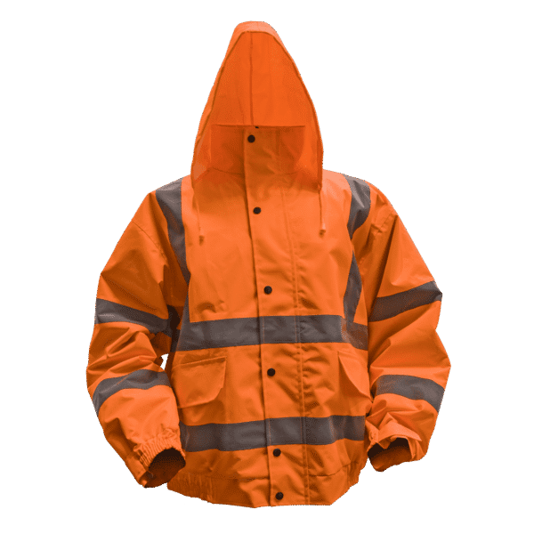 Worksafe® Hi-Vis Orange Jacket with Quilted Lining, Elasticated Waist & Cuffs - Large