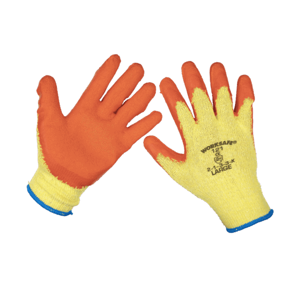 Worksafe® Super Grip Knitted Gloves with Latex Palm, Large - Pack of 12 Pairs