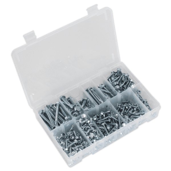 Zinc Plated Self-Drilling Screw Assortment Hex Head 410pc