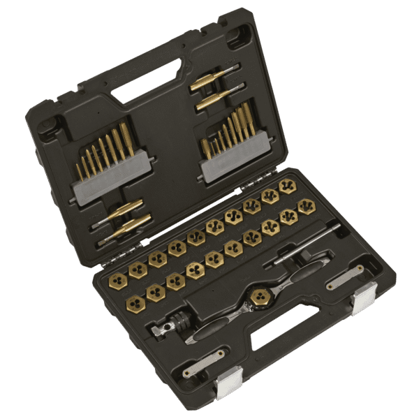 Premier Metric & Imperial Titanium Coated Hexagonal Tap & Die Set 46pc