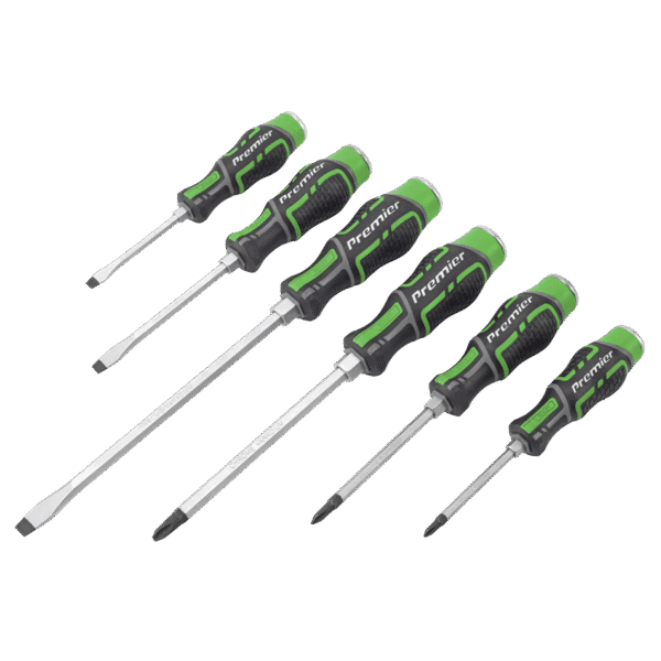 Premier Hammer-Thru Screwdriver Set 6pc - Hi-Vis Green