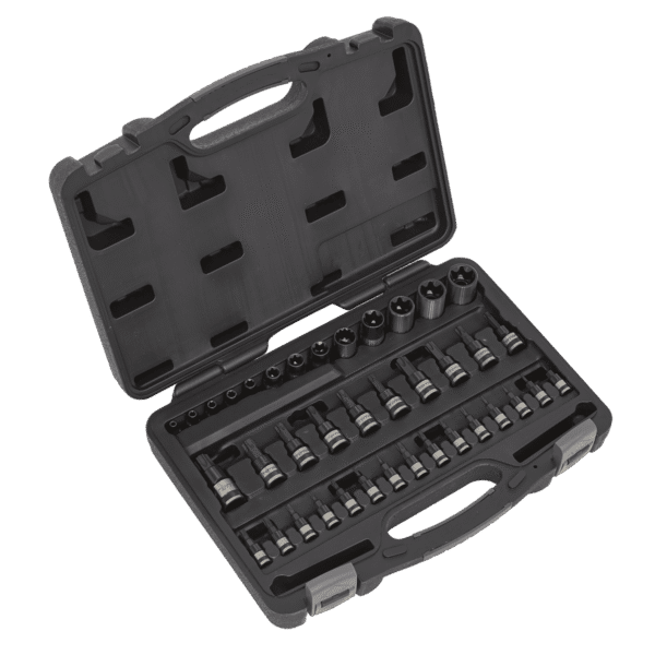 Premier Black TRX-Star* Socket & Security Socket Bit Set 1/4", 3/8" & 1/2"Sq Drive 38pc