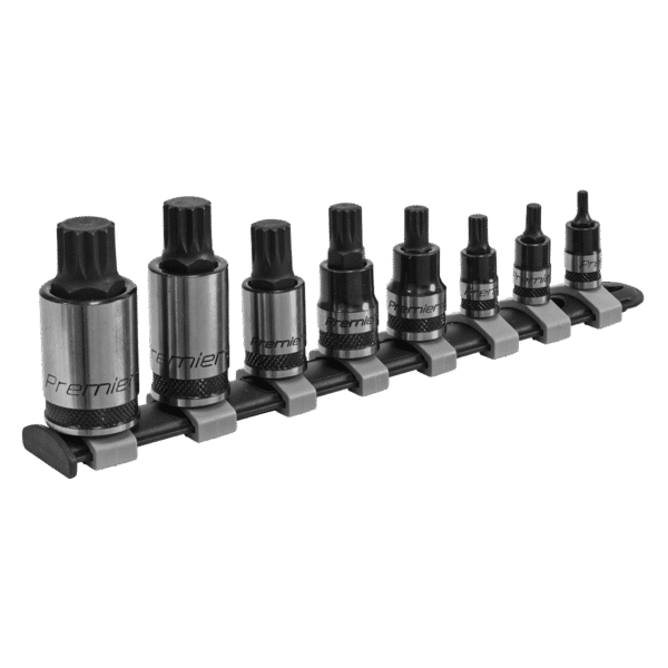 Premier Black Spline Socket Bit Set 1/4", 3/8" & 1/2"Sq Drive 8pc
