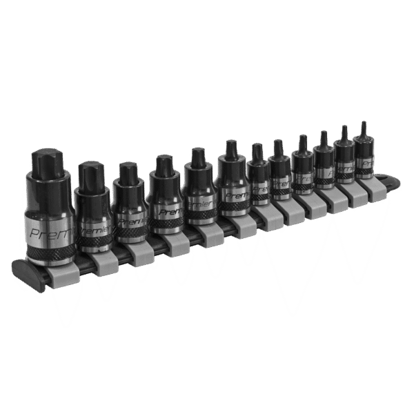 Premier Black Stubby TRX-Star* Socket Bit Set 1/4", 3/8" & 1/2"Sq Drive 12pc