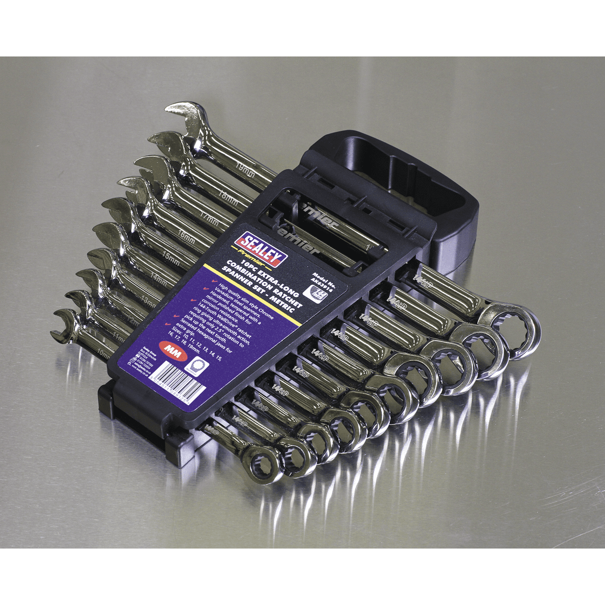 Premier Extra-Long Combination Ratchet Spanner Set 10pc - Image 3