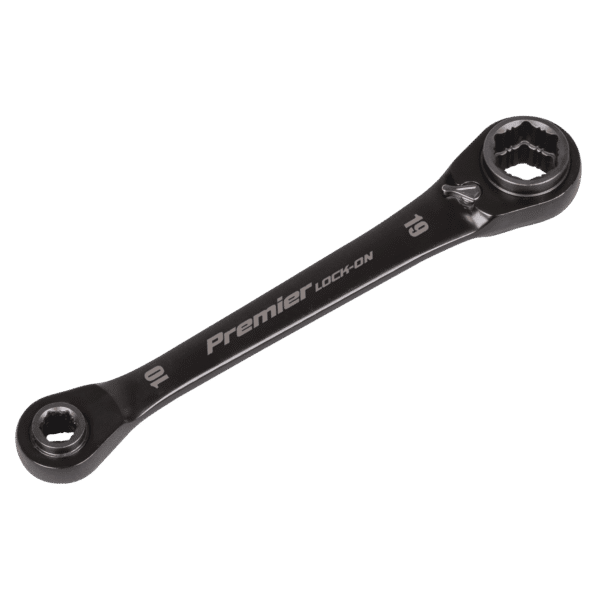 Premier Black 4-in-1 Reversible Lock-On™ Ratchet Ring Spanner