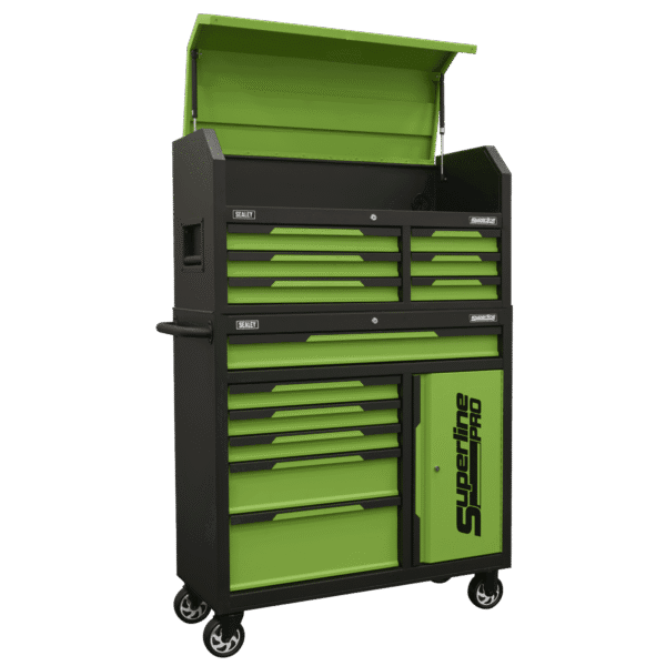 Superline Pro® Topchest & Rollcab Combination 12 Drawer & 1 Door Cupboard - Green
